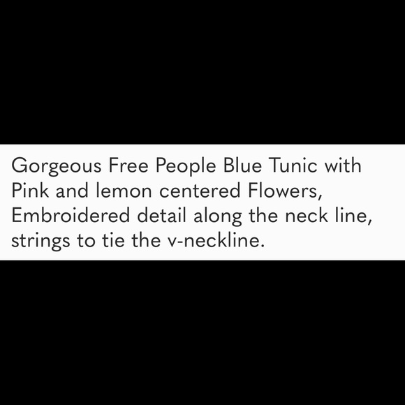 Free People Rare Blue Tunic with Pink Flowers Size S. - Picture 8 of 9